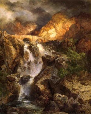 Cascading Water by Oil Painting Reproduction