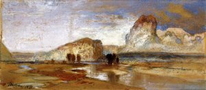 First Sketch Made in the West at Green River, Wyoming by Oil Painting Reproduction